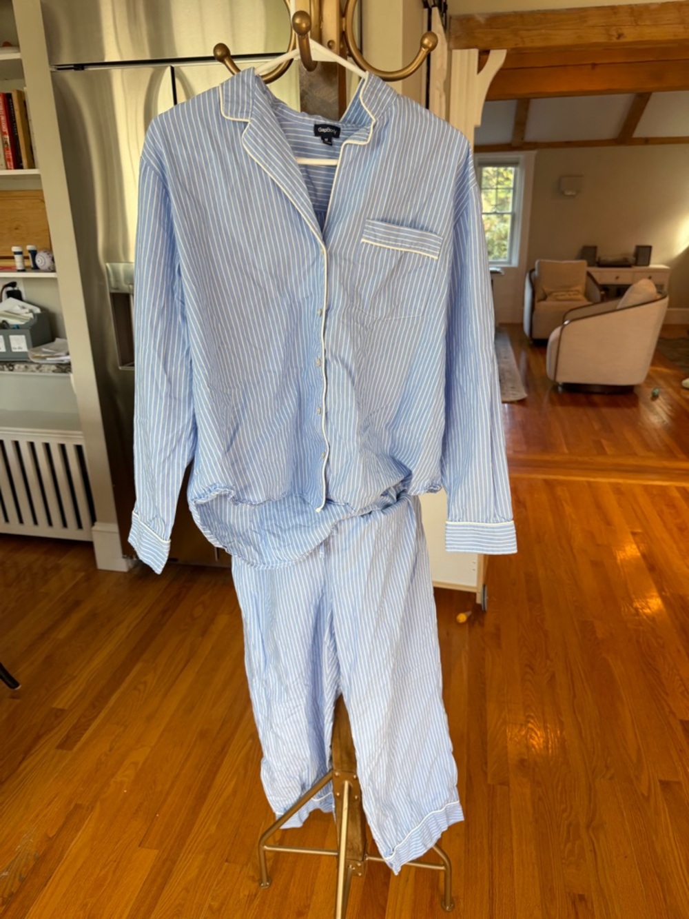 Women’s Gap Body Striped Blue Cotton Pajama Set